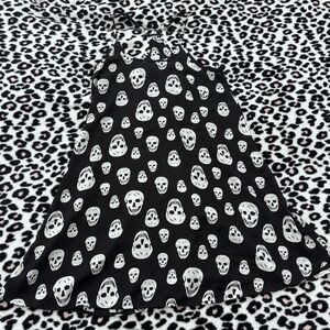 Black Skull Print Slip Dress